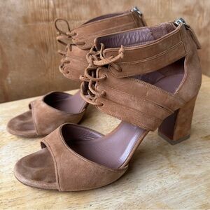 Tabitha Simmons Brown Suede Strappy Heeled Sandals